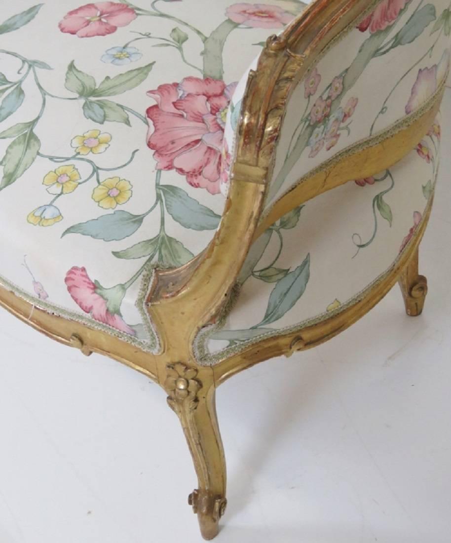 Antique French Gilt Carved Settee 1