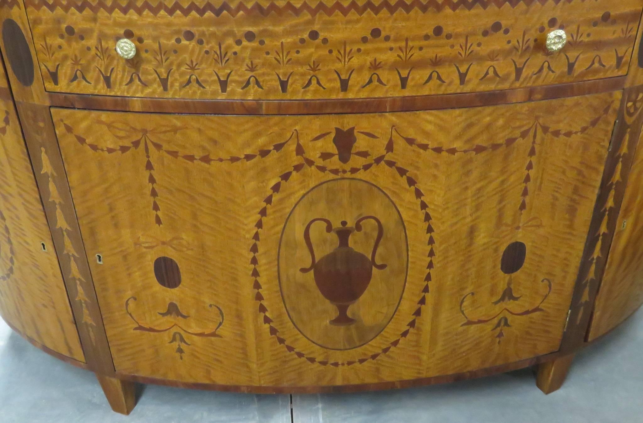 Custom-Made Adams Style Inlaid Demilune Commode 1