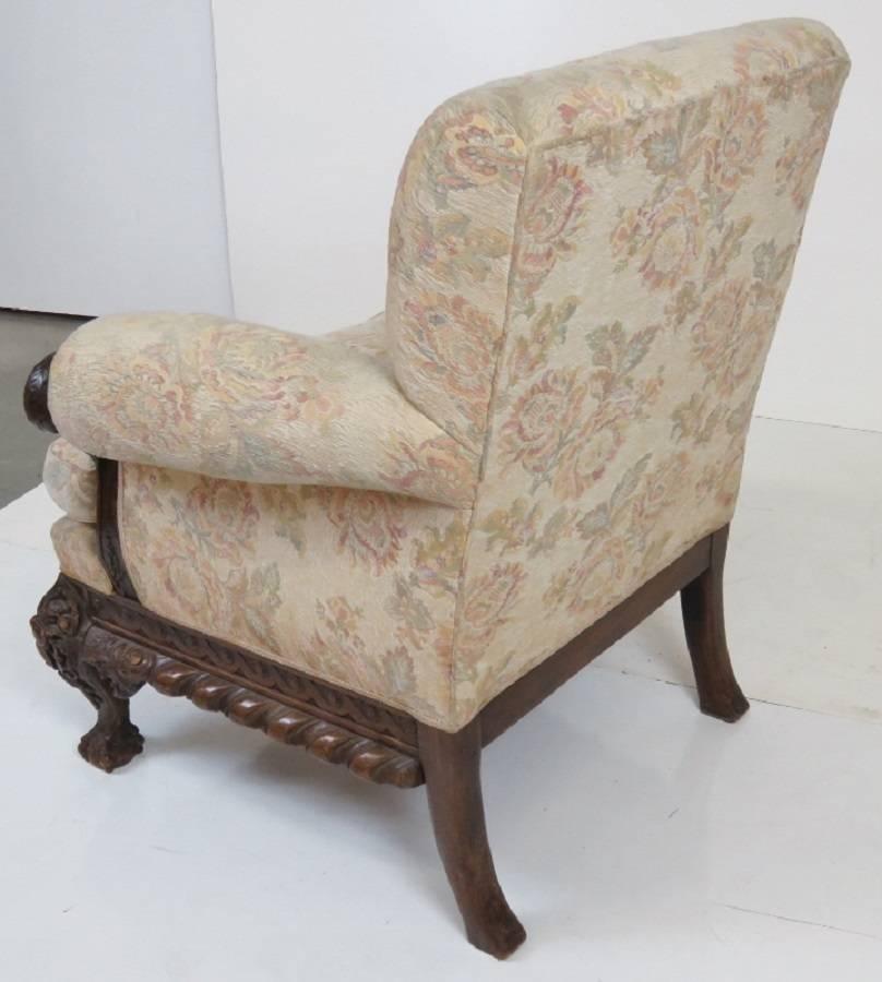 19th Century Antique Georgian Style Parlor Chair with Swan Heads