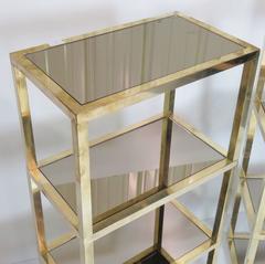 Pair of Mastercraft Style Brass Etageres