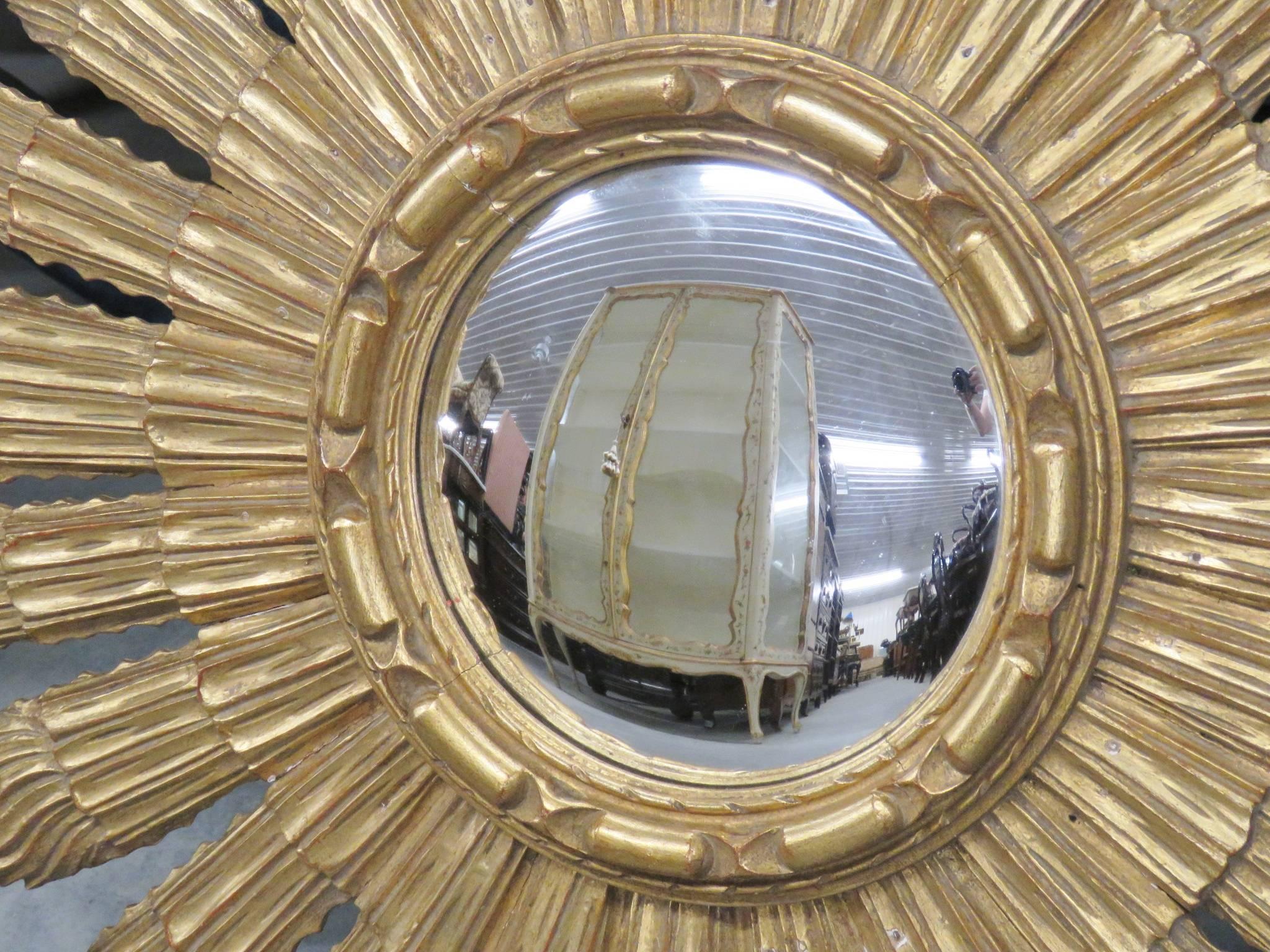 20th Century Gilt Carved Convex Mirror