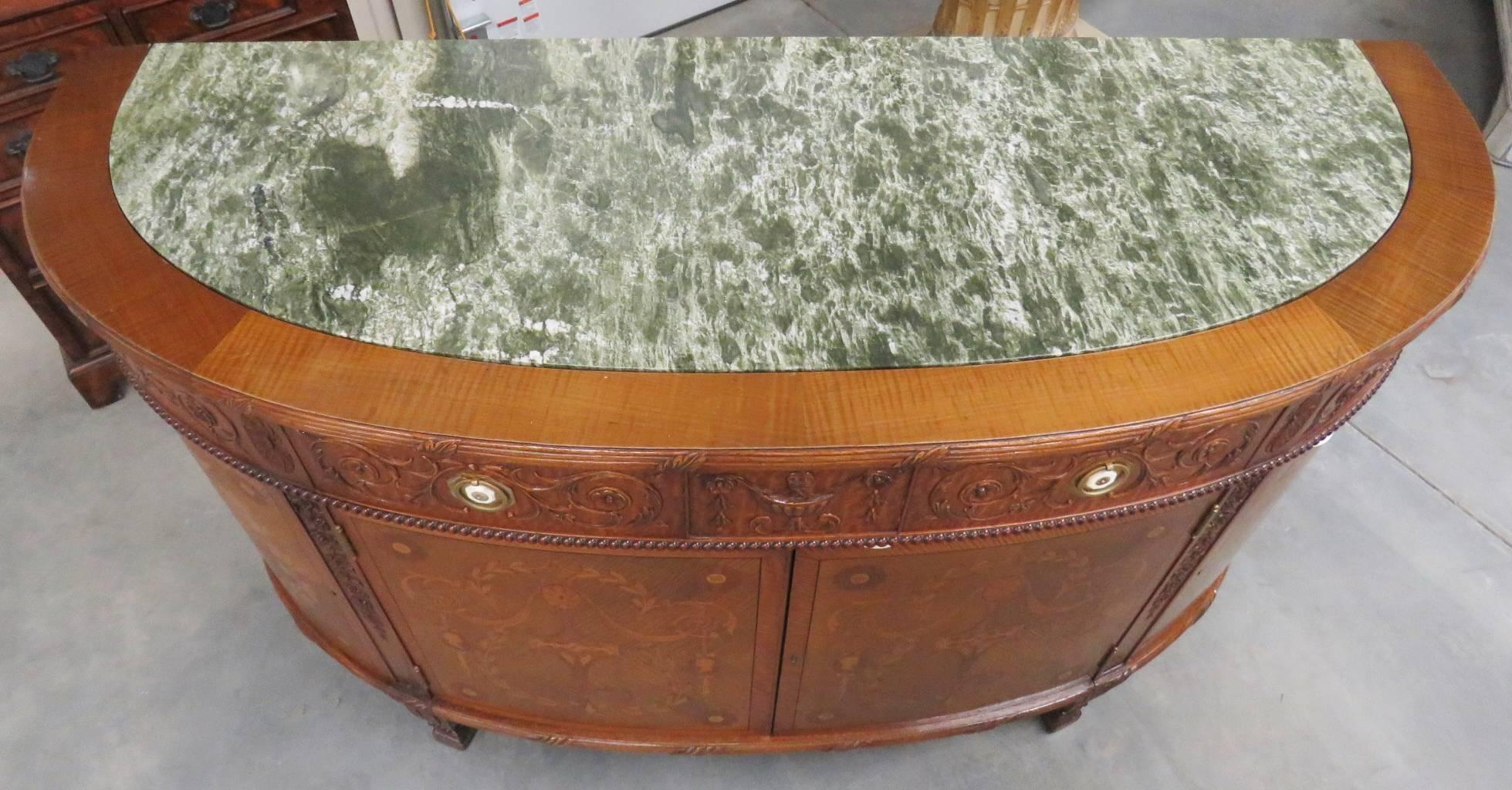 Irwin Marble-Top Inlaid Commode In Good Condition In Swedesboro, NJ