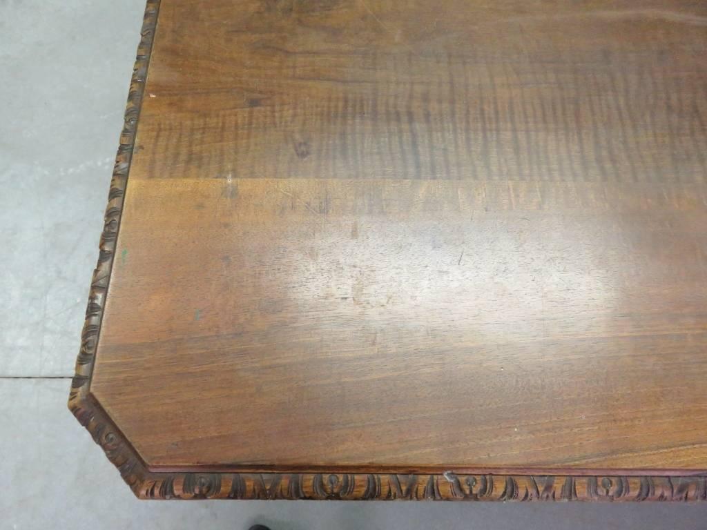 19th Century Carved Walnut Library Table Writing Desk  In Fair Condition In Swedesboro, NJ