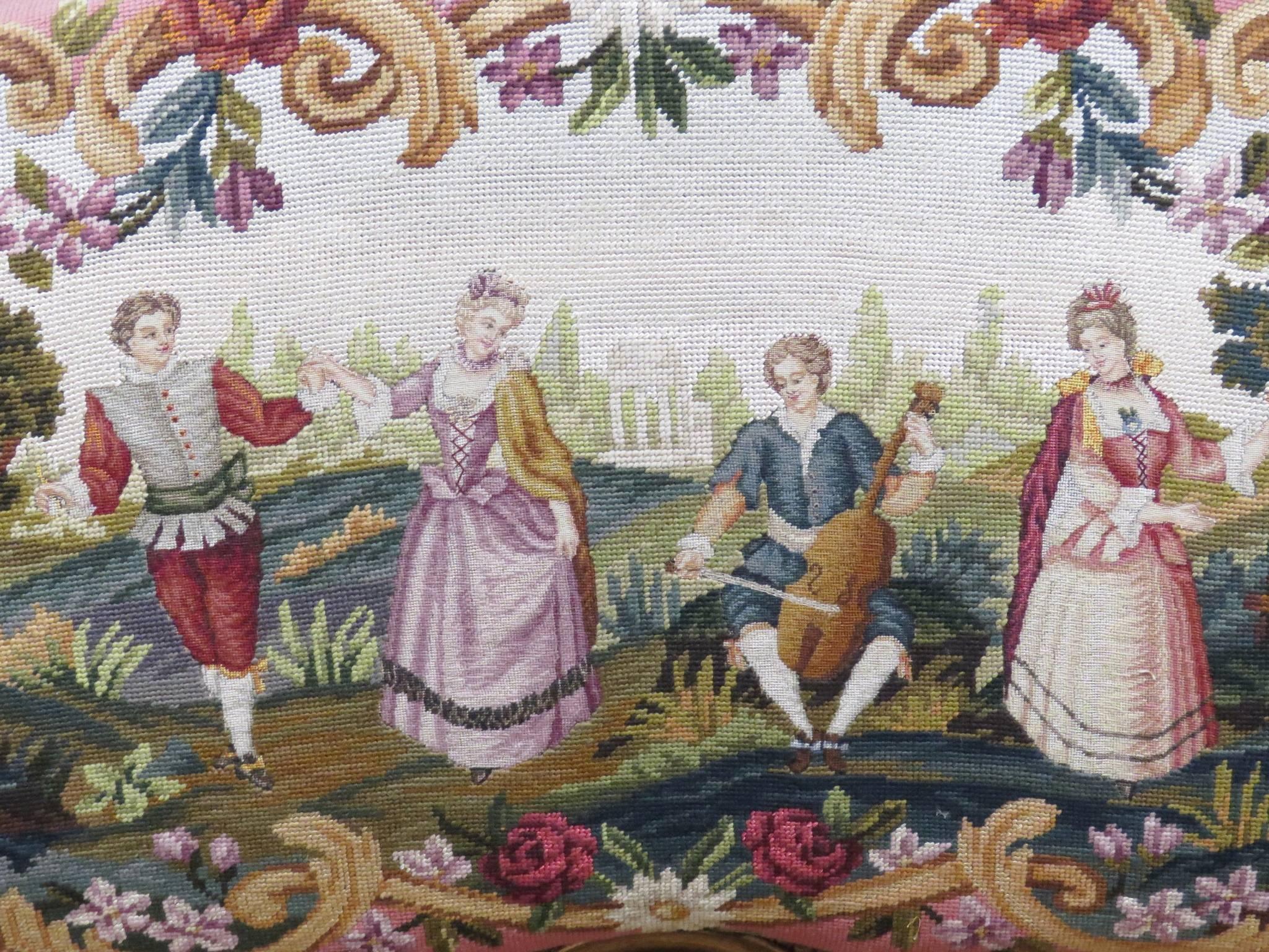 Louis XVI Style Gilt Painted Aubusson Sofa 1