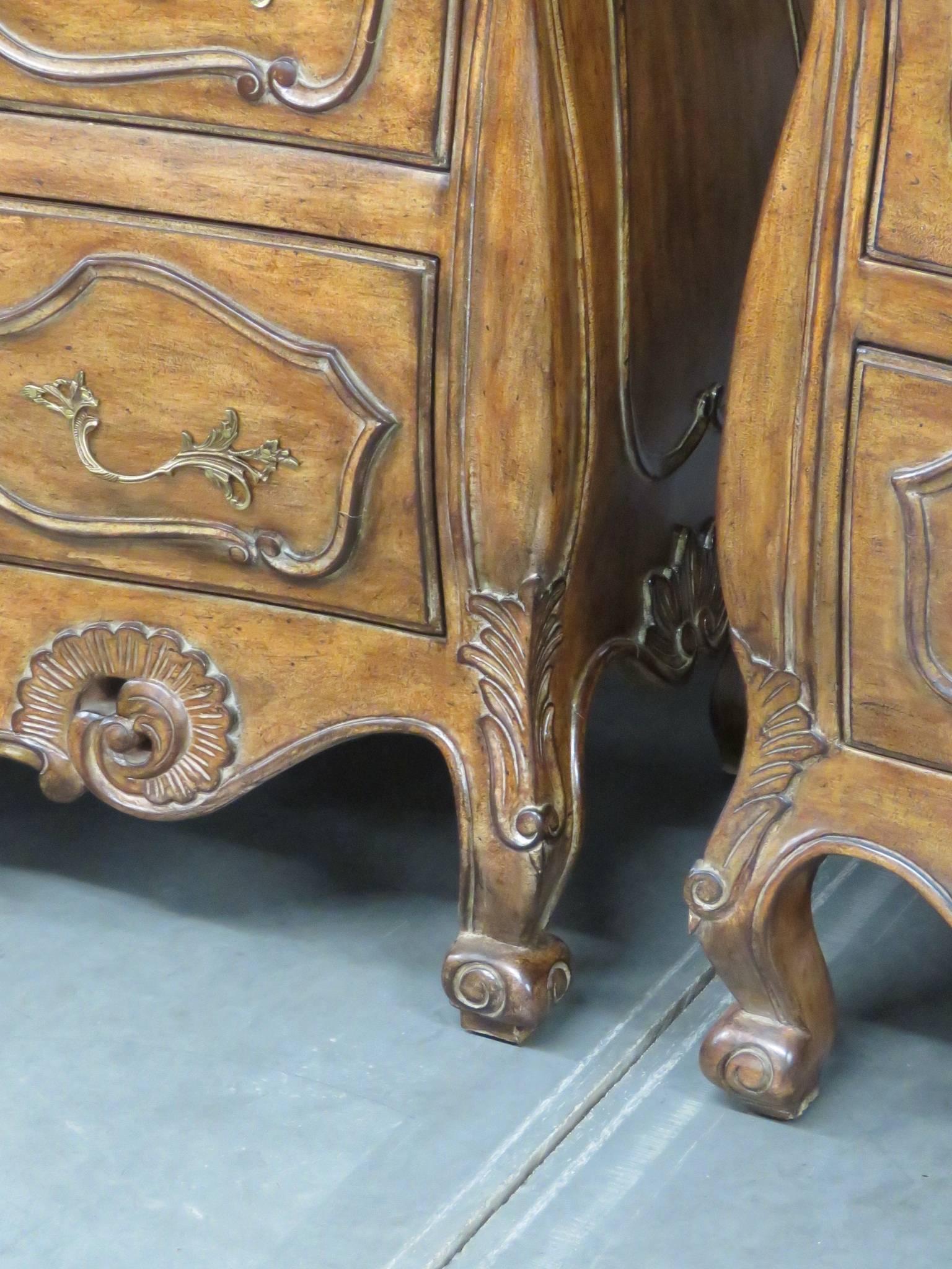 20th Century Pair of French Style Carved Commodes