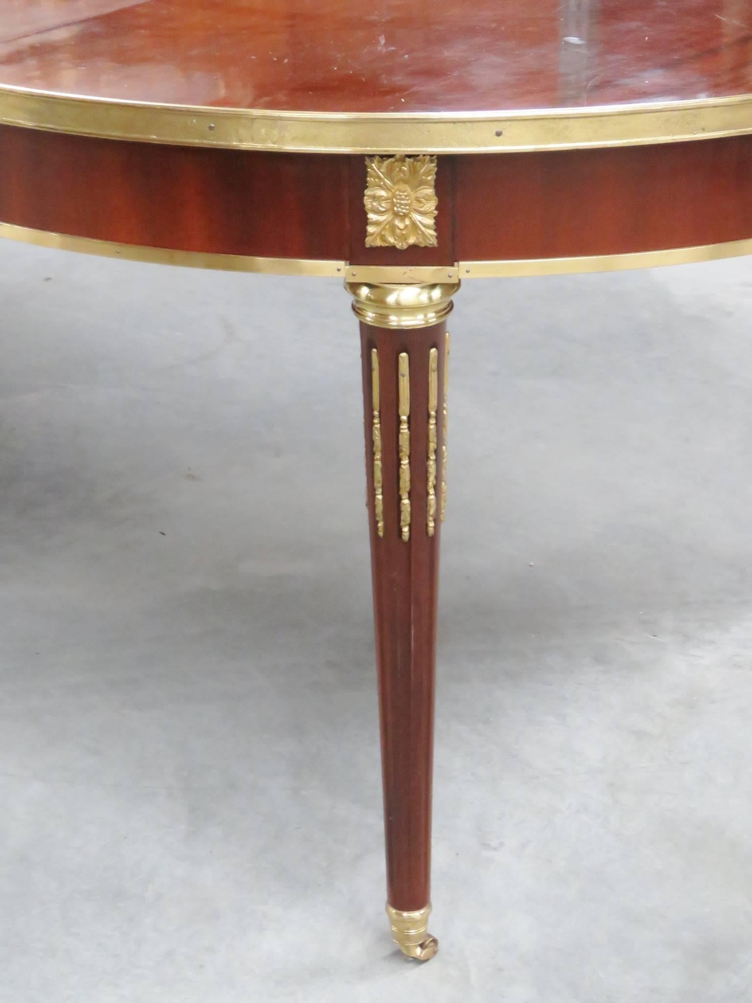 Jansen Louis XVI Style Bronze-Mounted Dining Table In Excellent Condition In Swedesboro, NJ