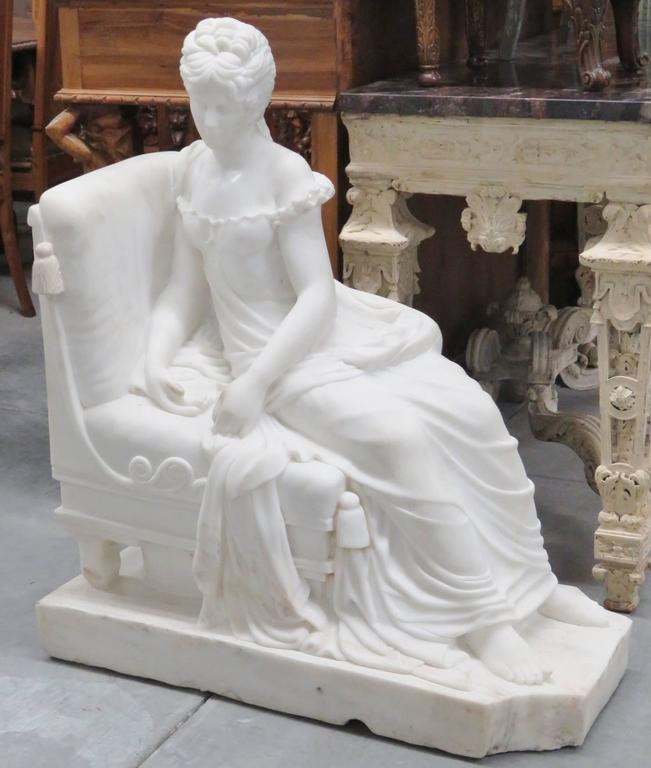 Carrara Marble Statue of Lounging Maiden For Sale at 1stdibs