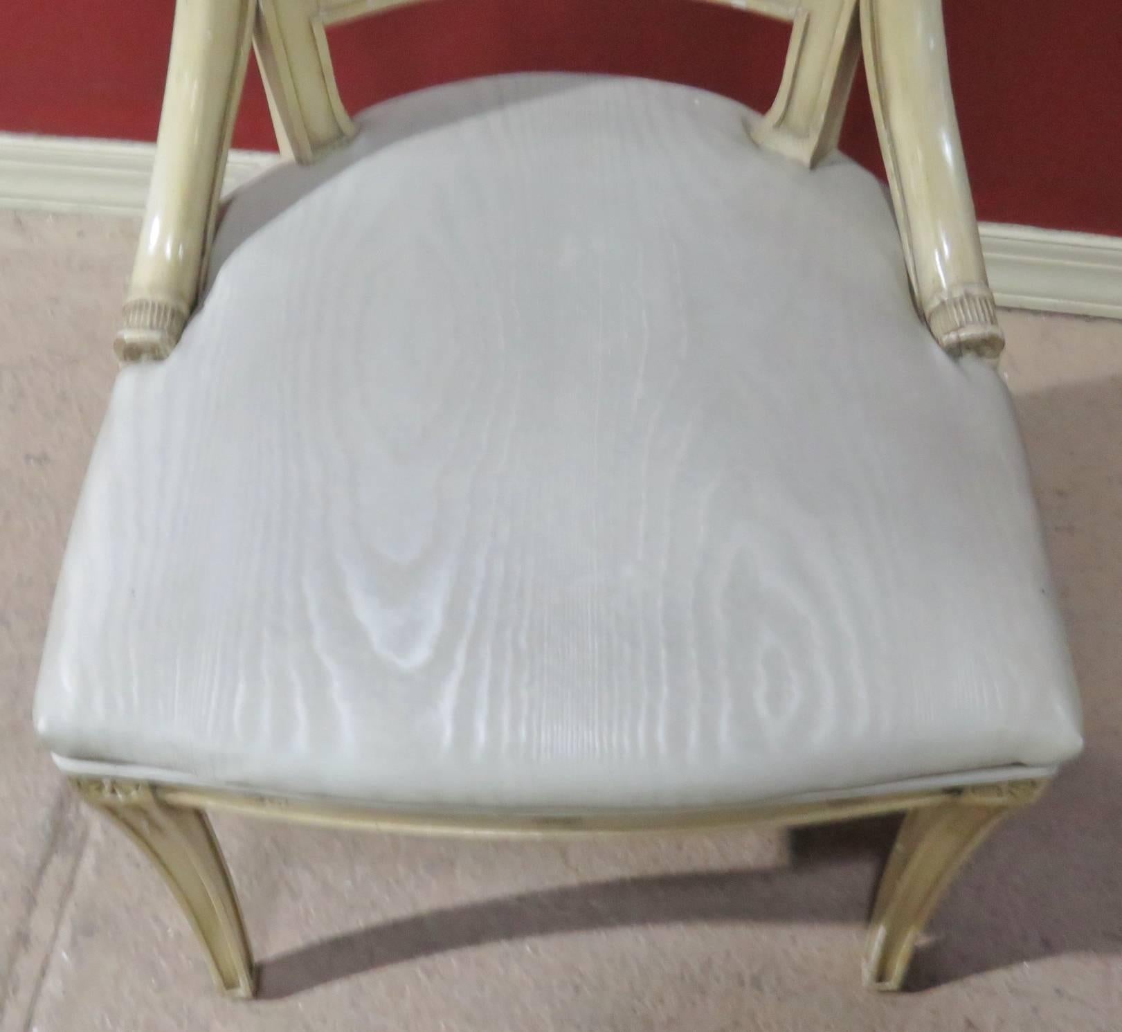 Cream painted frames. Upholstered seat.