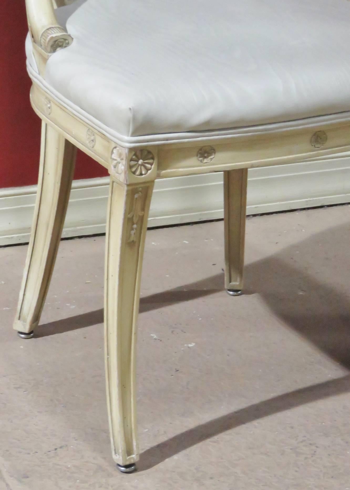 Four Directoire Style Cream Painted Side Chairs 2