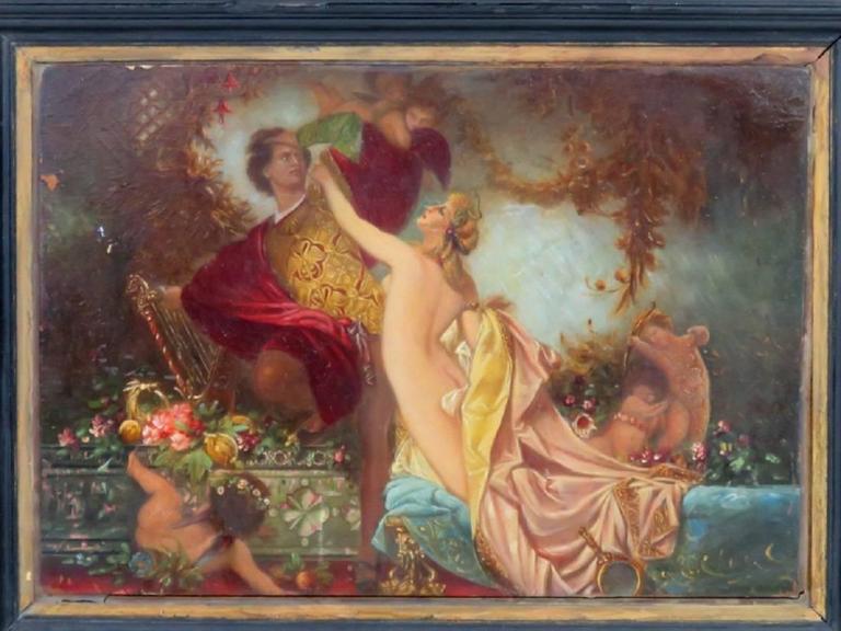 Antique Oil Painting Tannhauser & Venus For Sale 2