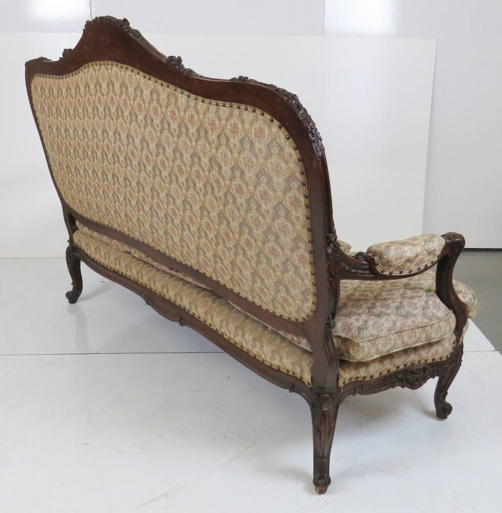 Louis XV Style French Carved Walnut Sofa 1