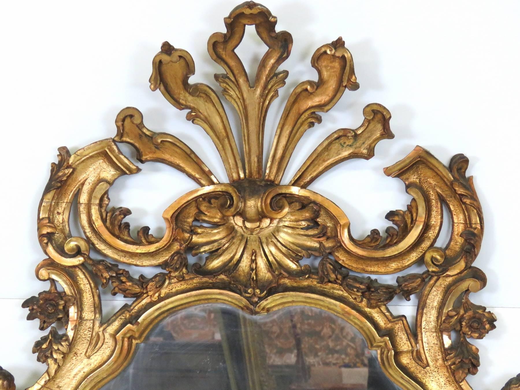 Antique Italian Figural Carved Gilt Mirror 1