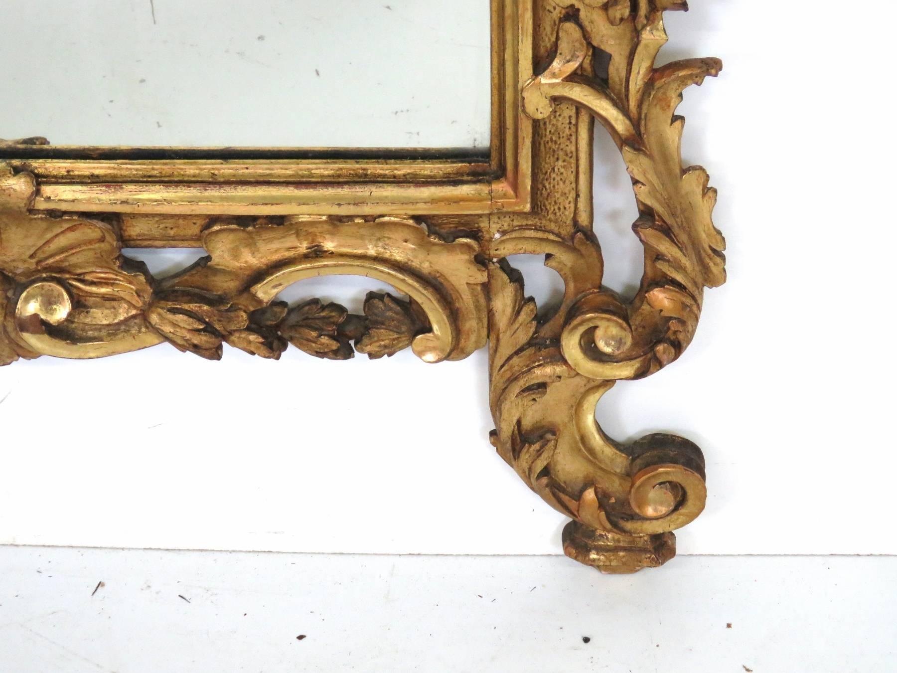 19th Century Antique Italian Figural Carved Gilt Mirror