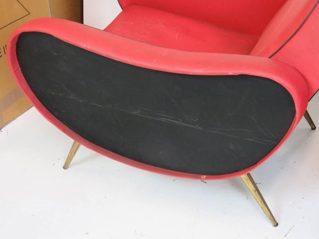 Pair of Zanuso Style Metal Leg Lounge Chairs In Good Condition In Swedesboro, NJ
