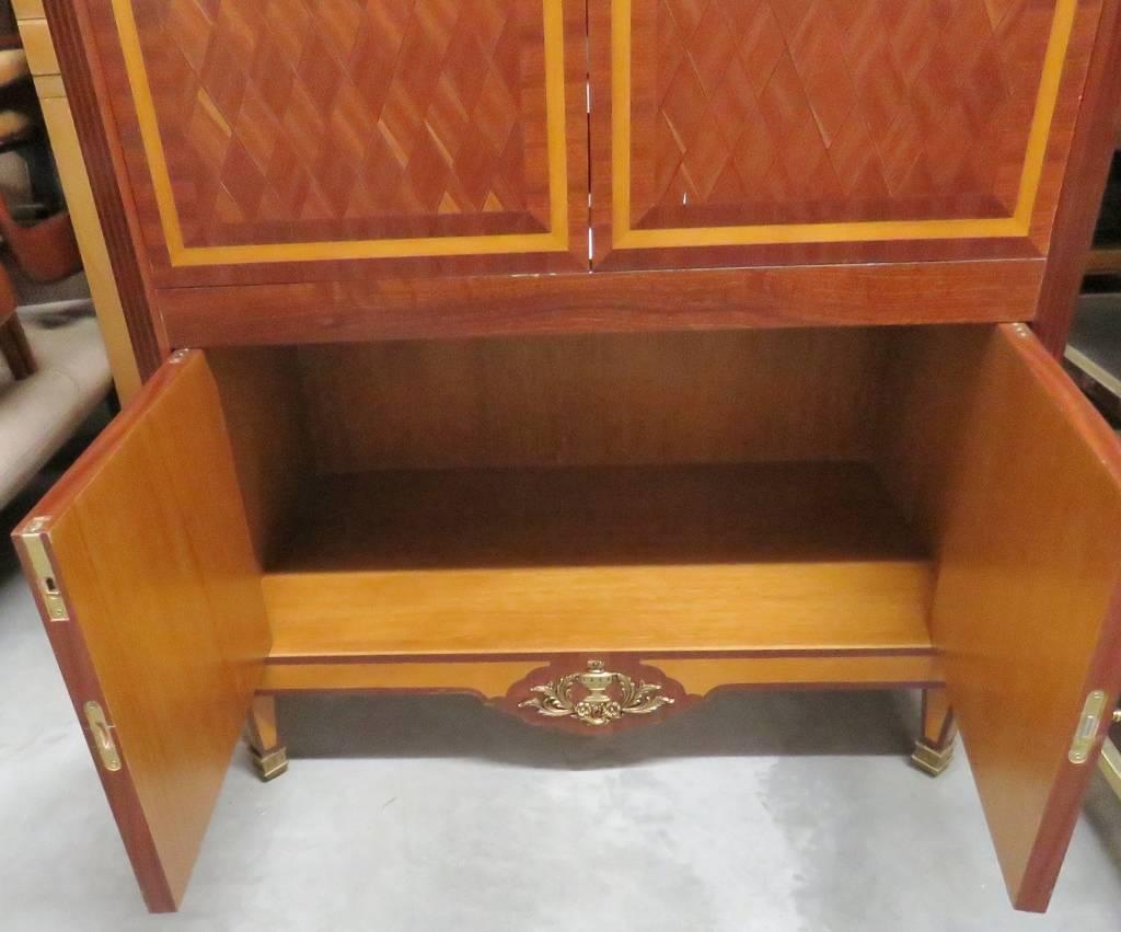 Louis XVI Style Marble-Top Parquetry Inlaid Two-Door Cabinet 2