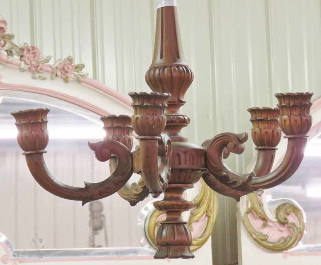 19th Century Antique Carved Walnut Chandelier For Sale