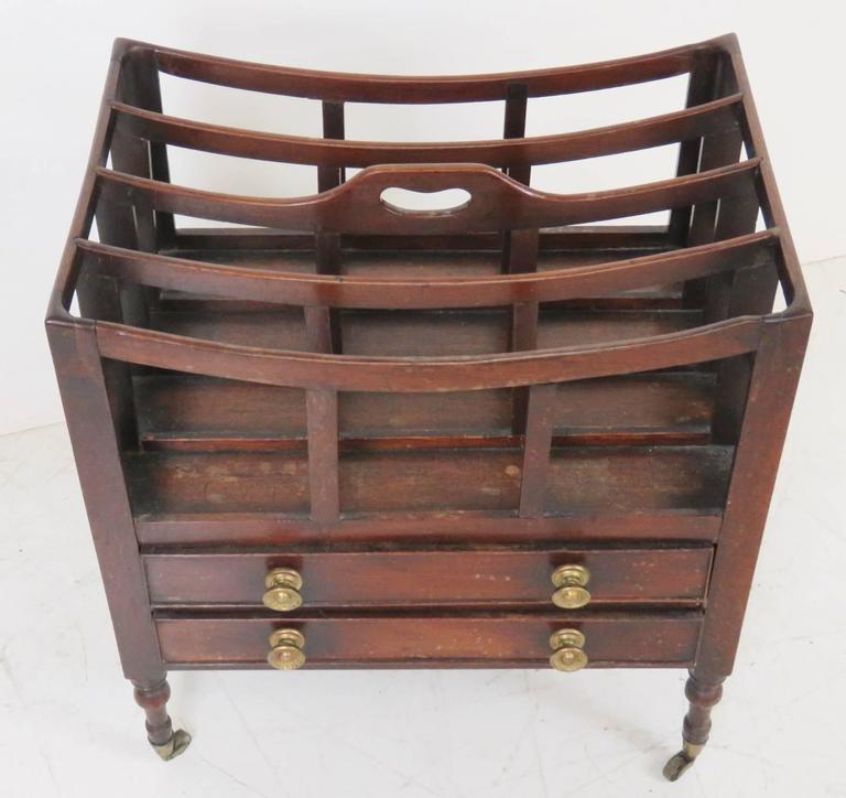 Antique Mahogany Magazine Rack with Drawers For Sale at 1stDibs