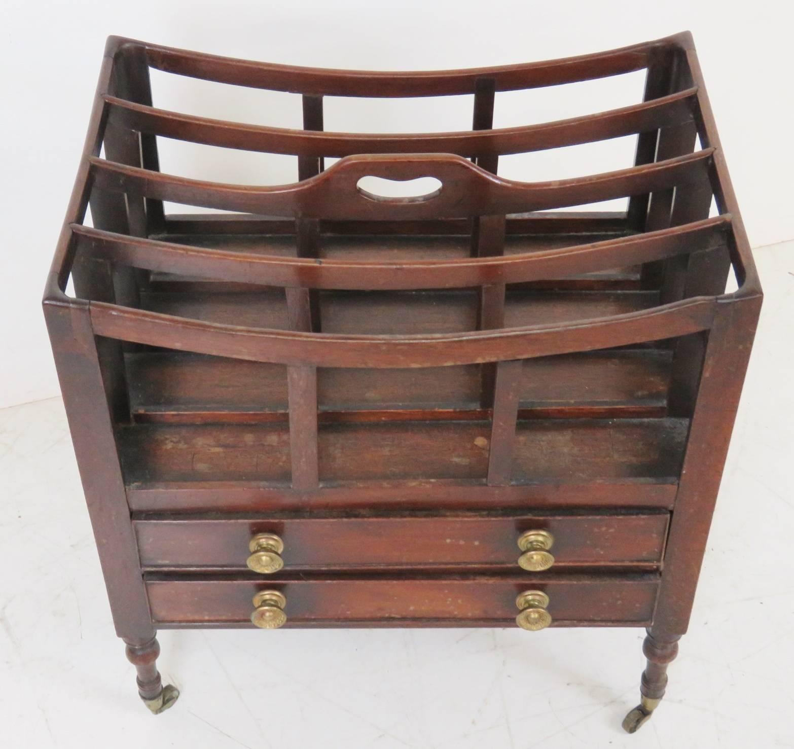 Antique Mahogany Magazine Rack with Drawers In Good Condition In Swedesboro, NJ