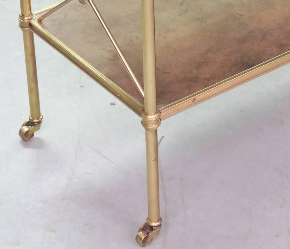 Baker Directoire Style Leather and Brass Shelf In Good Condition In Swedesboro, NJ