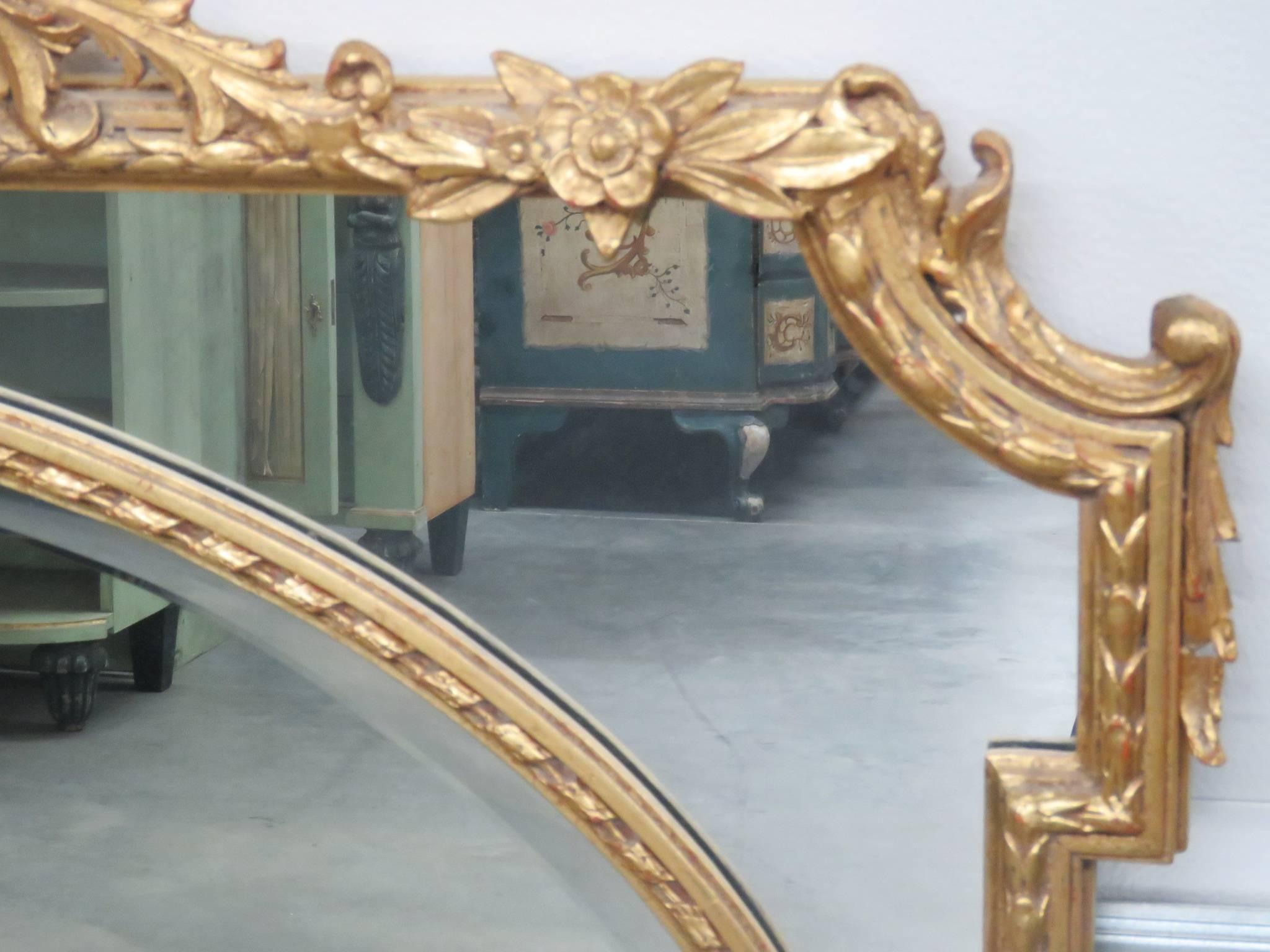 20th Century French Style Gilt Carved Hanging Wall Mirror
