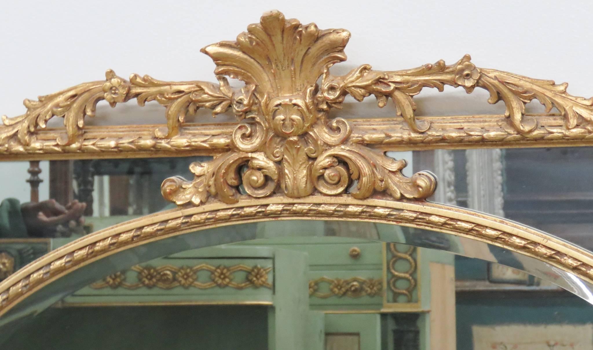 French Style Gilt Carved Hanging Wall Mirror 2