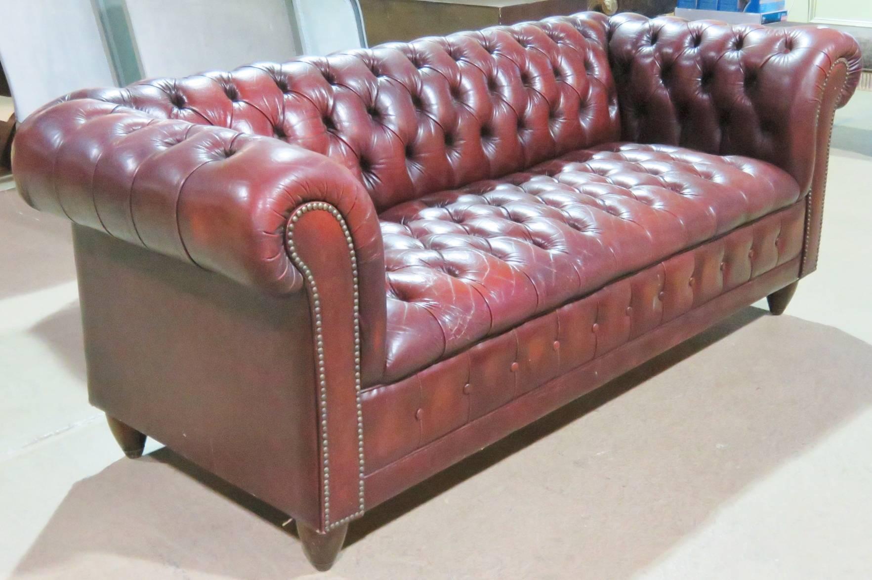 red leather chesterfield chair