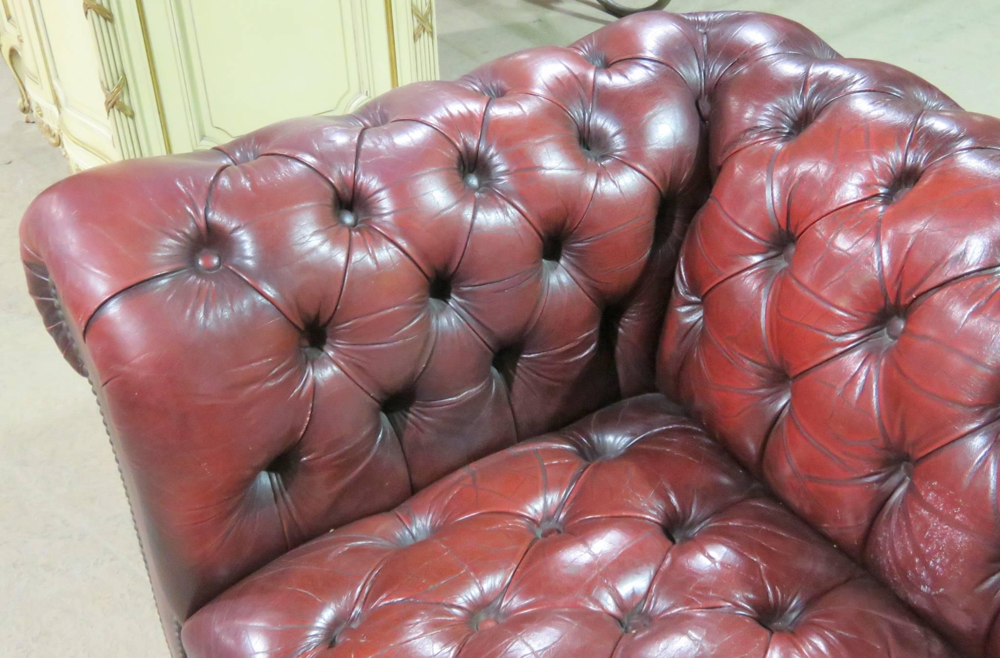 Red Leather Chesterfield Sofa 1