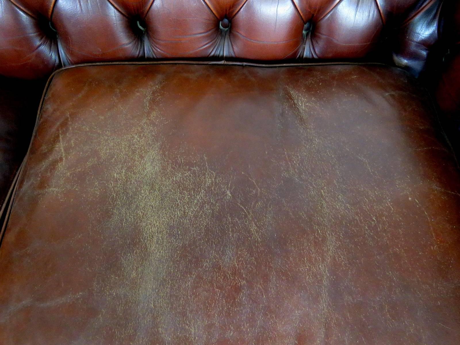 Antique English Leather Chesterfield Sofa 2