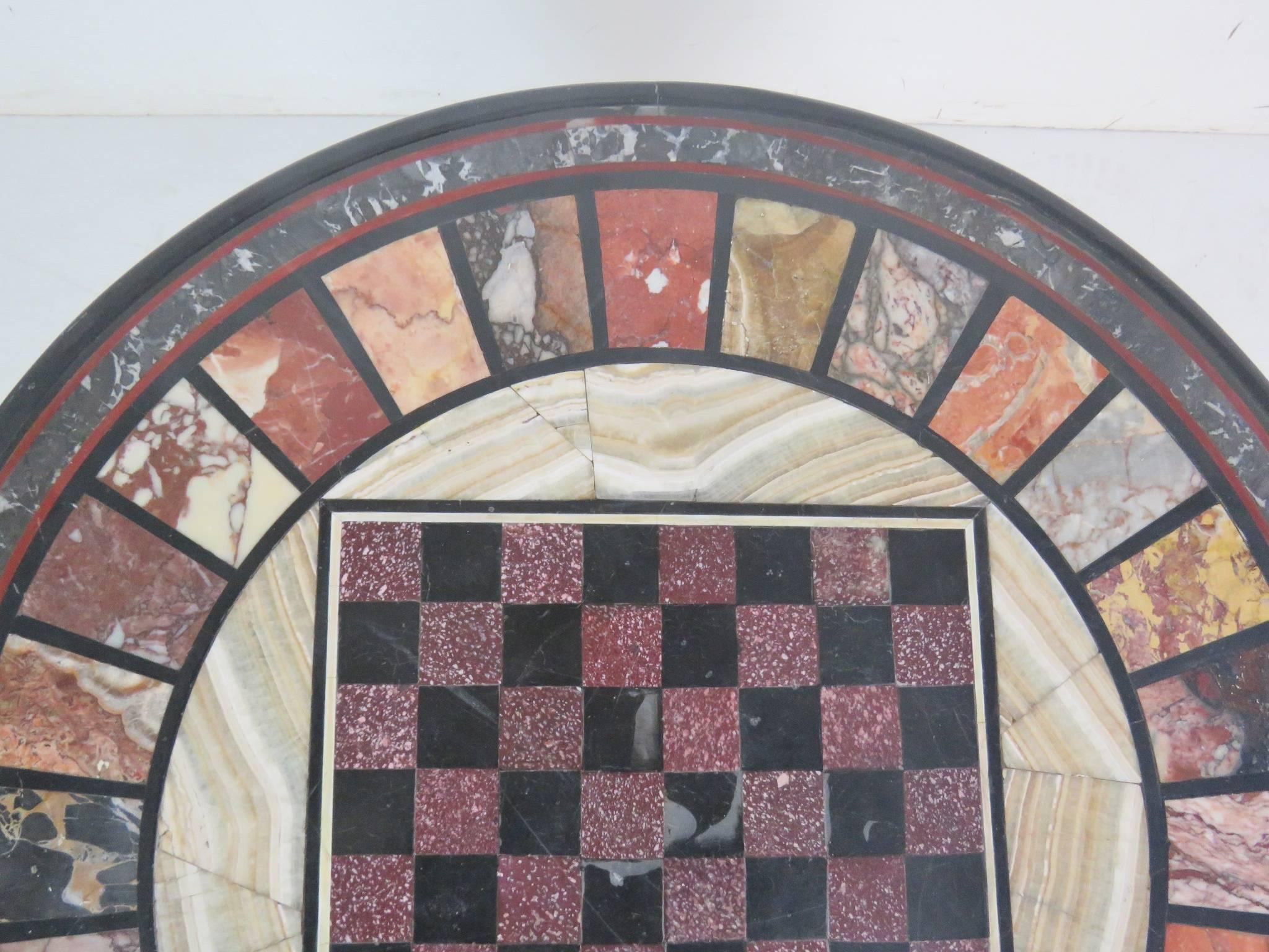 Pietra Dura Faux Bamboo Brass Marble-Top Game Table 2