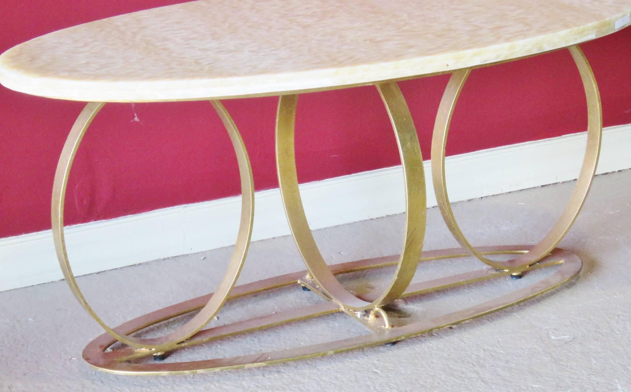 20th Century Modern Design Gilt Painted Marble-Top Coffee Table