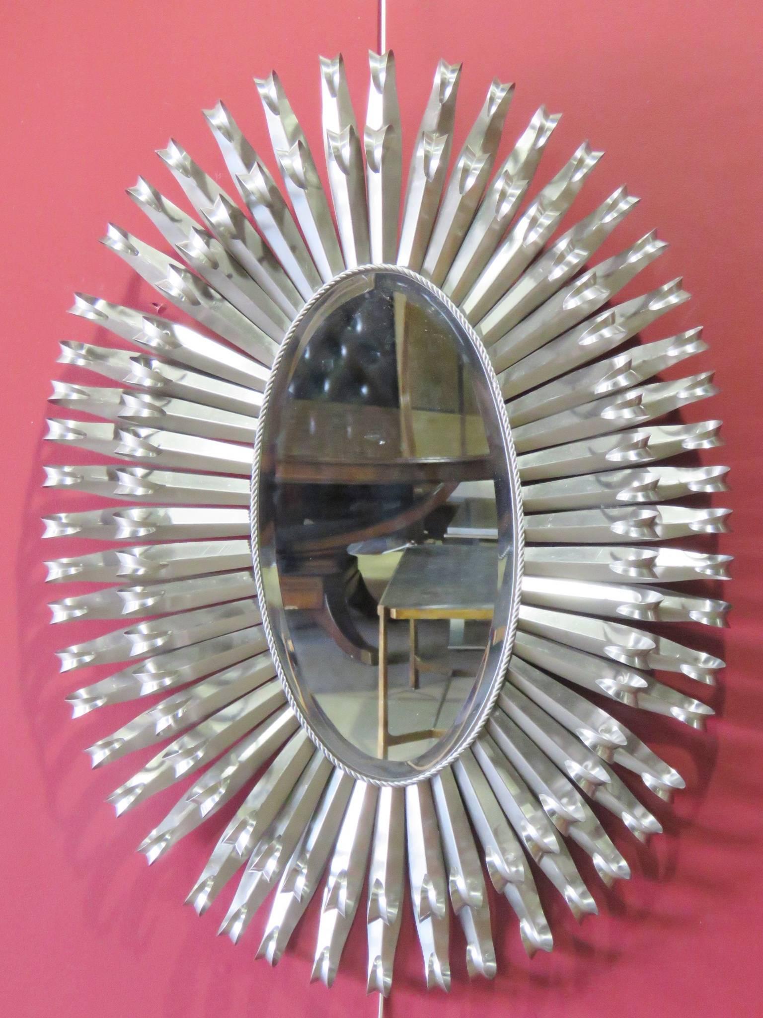 Decorative silver metal mirrors. Beveled glass mirror.