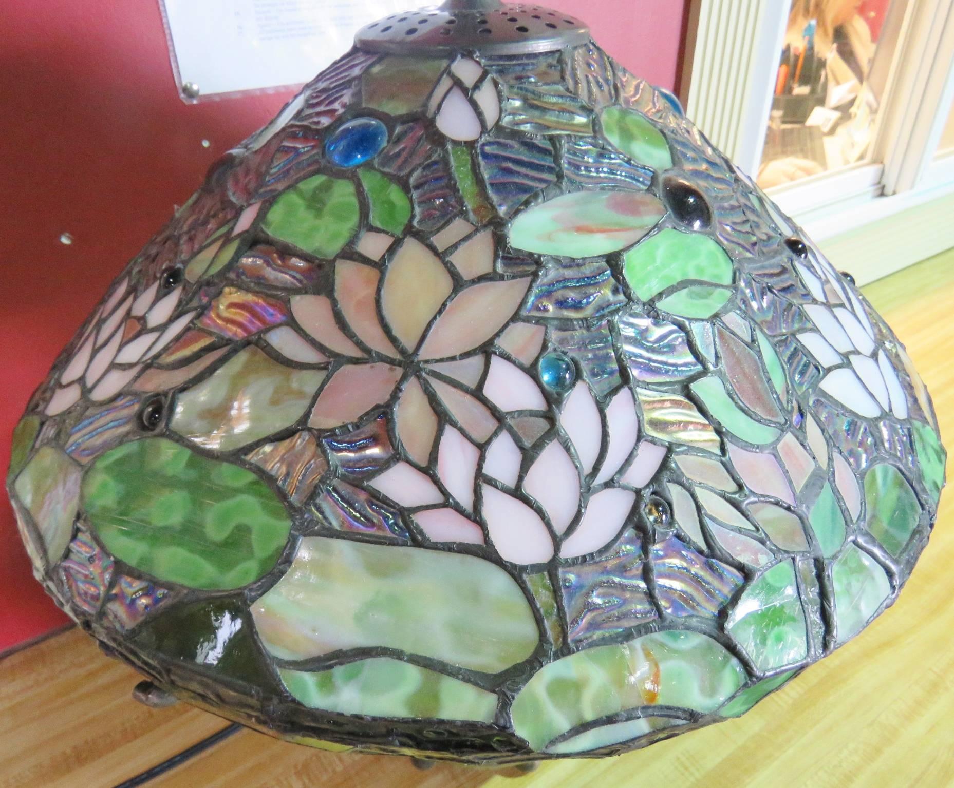 Tiffany Style Leaded Glass Shade Table Lamp 4