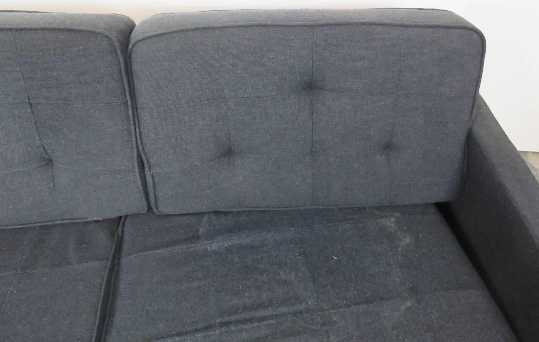 Milo Baughman Style Chrome and Upholstered Sofa 1