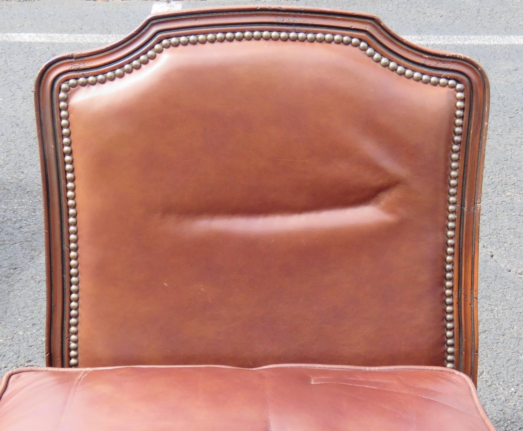 20th Century Pair of Old Hickory Brown Leather Slipper Chairs