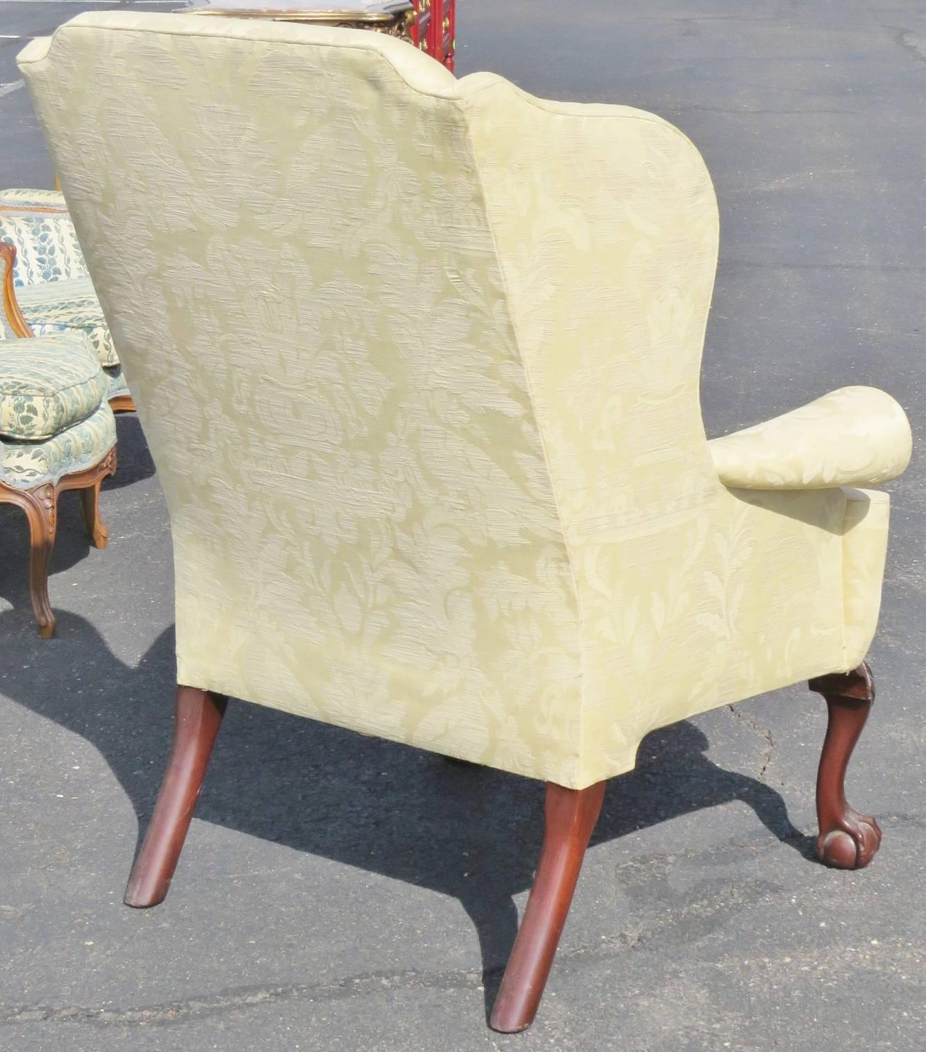 Kindel Winterthal Ball and Claw Wing Chair In Good Condition In Swedesboro, NJ