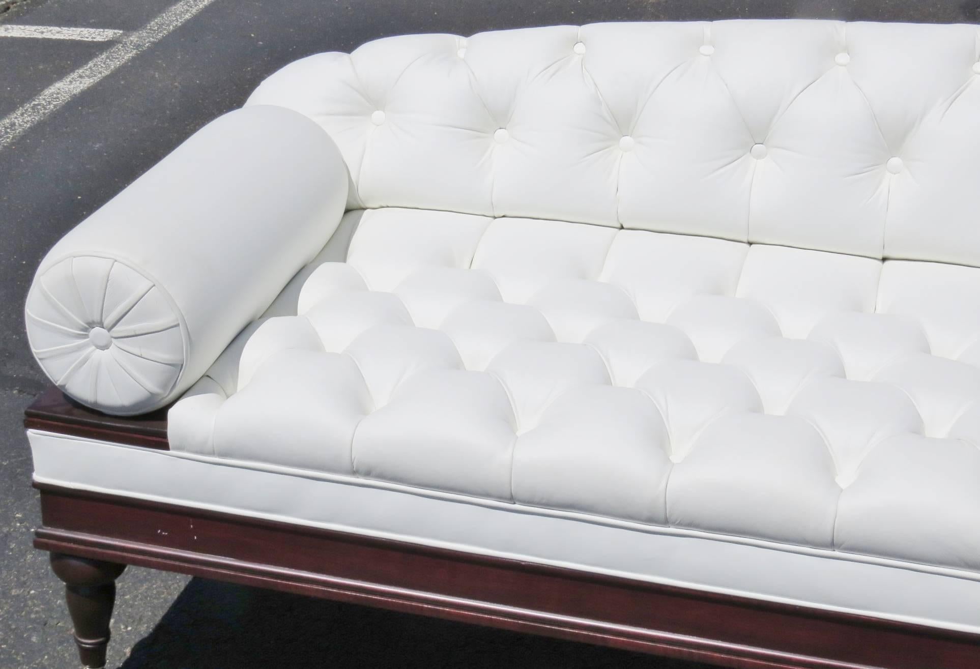 20th Century Regency Style White Tufted Sofa