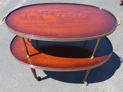 Jansen Style Louis XVI Walnut and Brass Two-Tier Dessert Cart