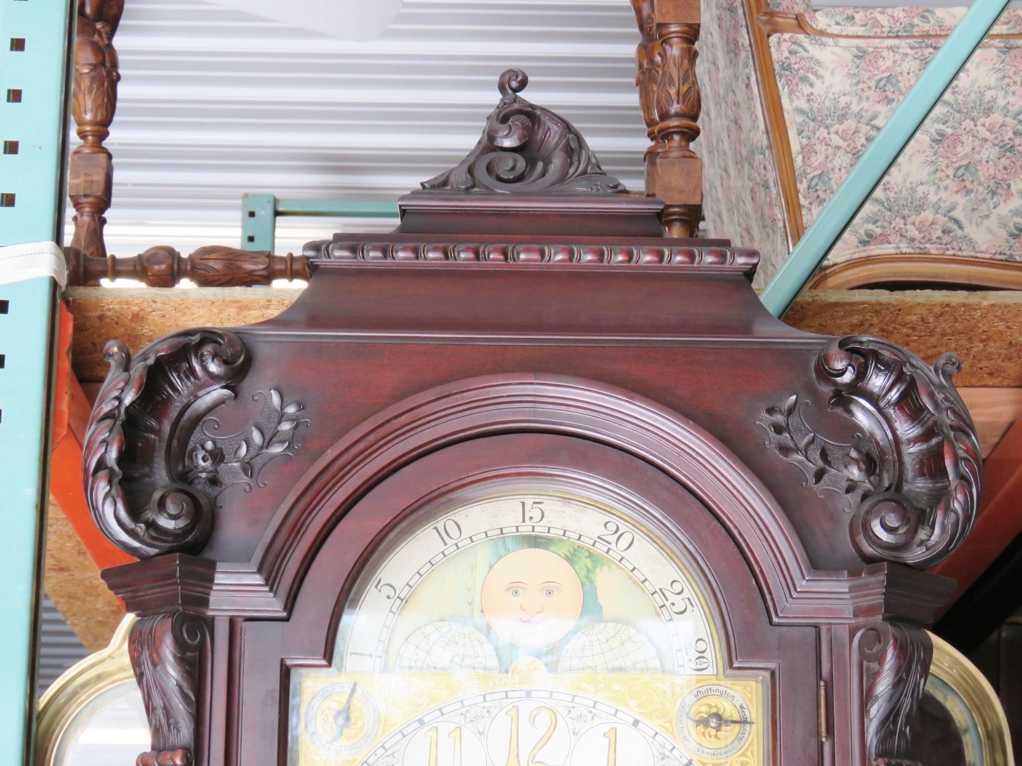 20th Century S. Kind & Sons Philadelphia Mahogany Grandfather's Clock
