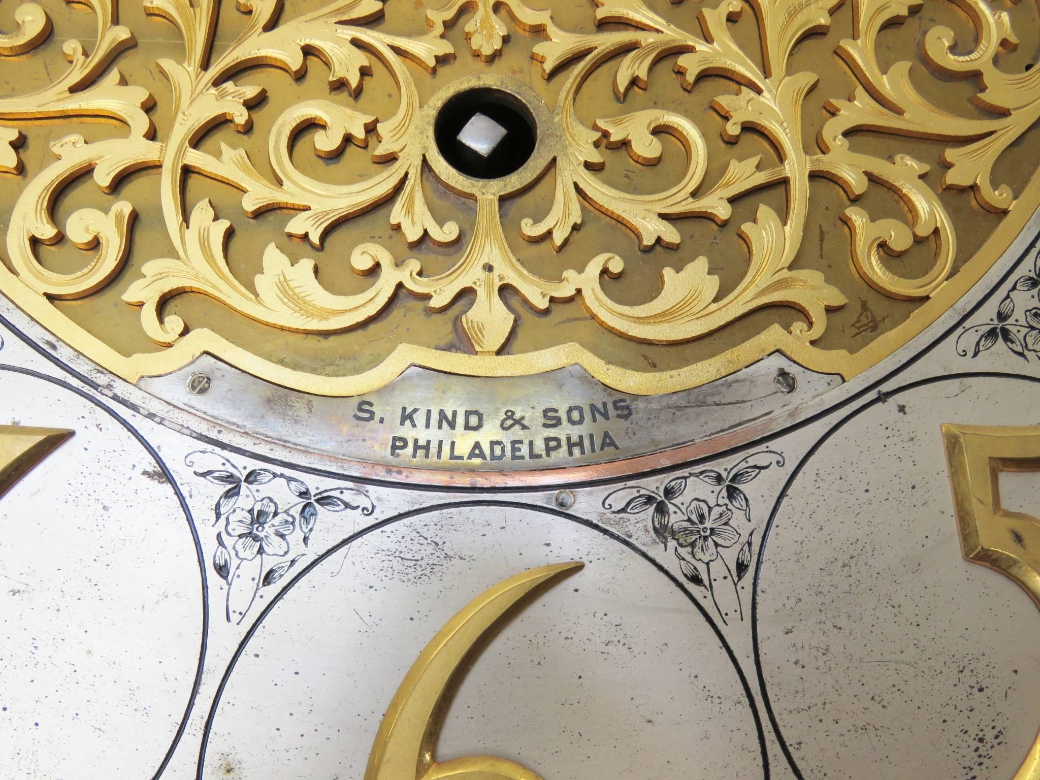 S. Kind & Sons Philadelphia Mahogany Grandfather's Clock 3