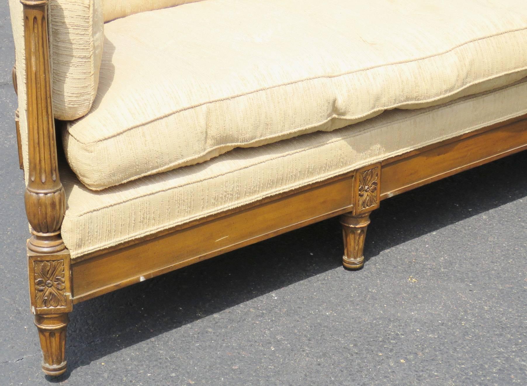 Directoire Style Carved Walnut Tufted Sofa 1