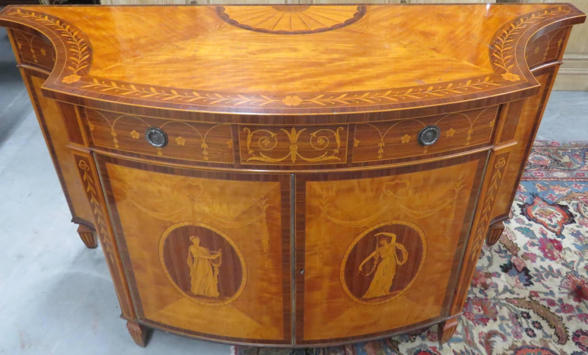Schmieg and Kotzian Inlaid Demilune Commode In Good Condition In Swedesboro, NJ
