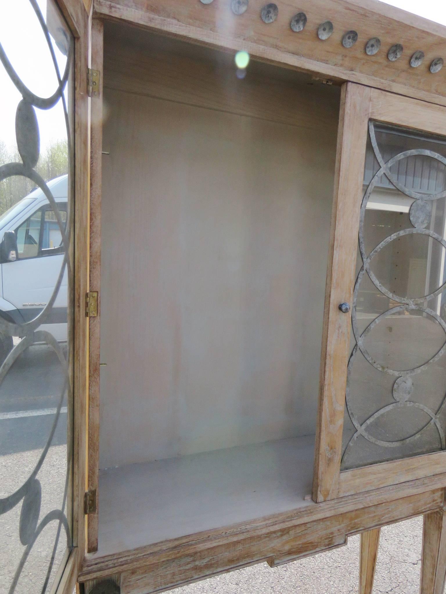 20th Century Deco Style Distressed Painted Display Cabinet
