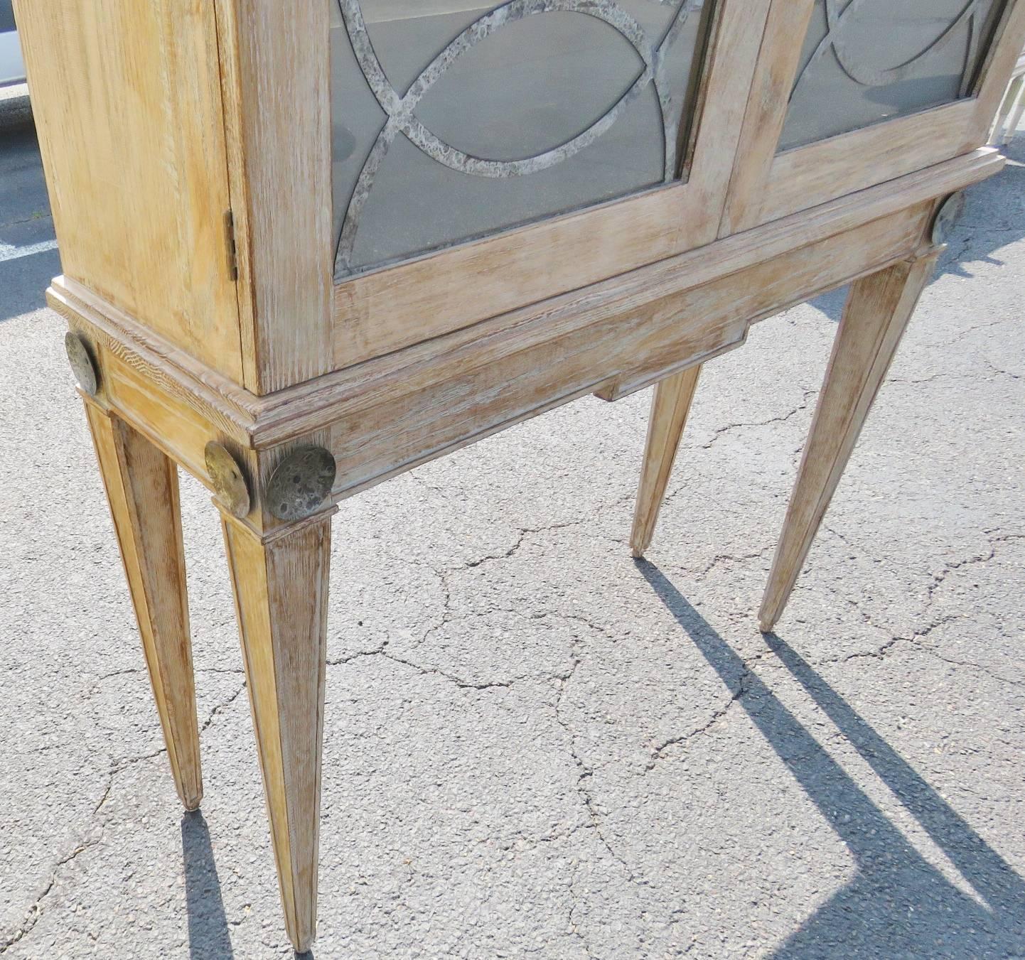 Deco Style Distressed Painted Display Cabinet 1