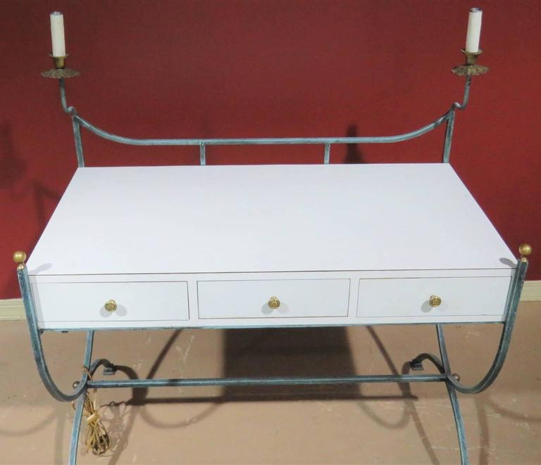 Deco Style Modern Metal Leg Desk For Sale at 1stDibs