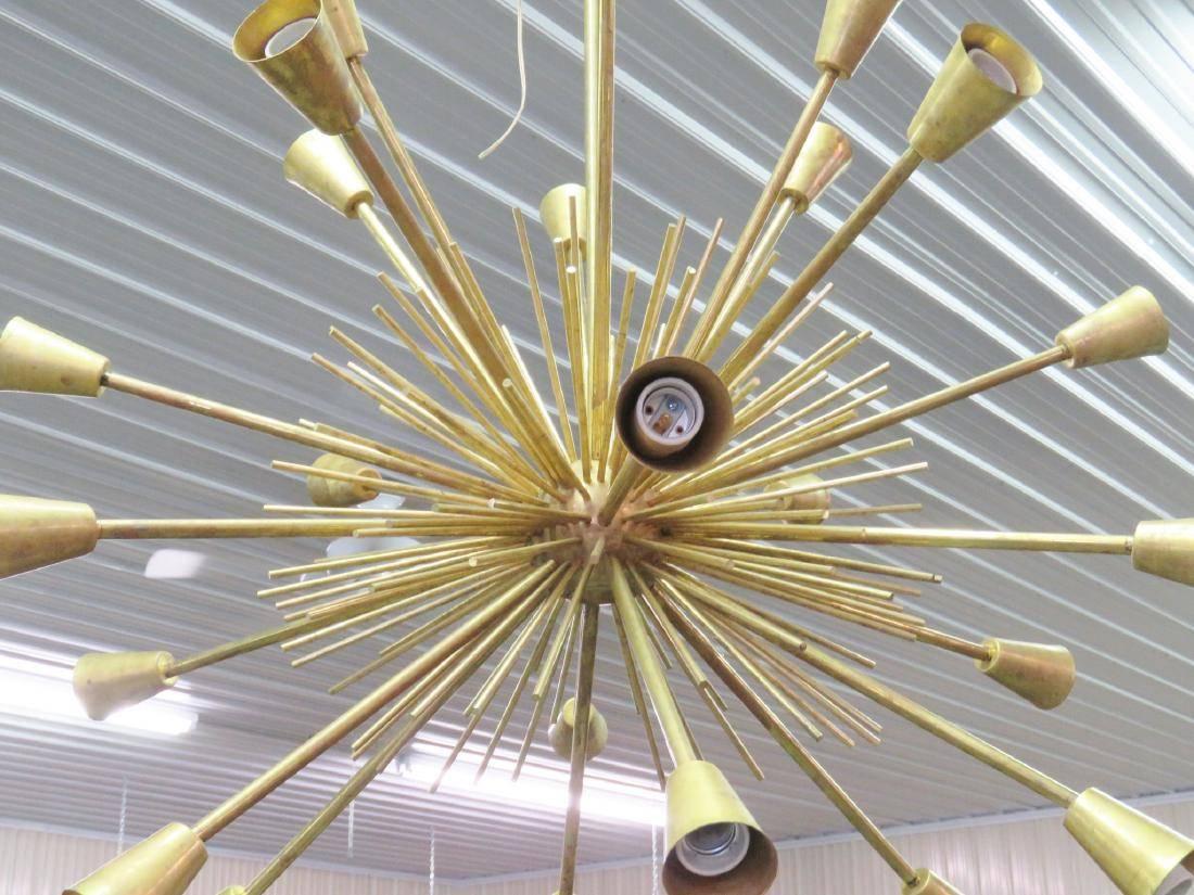 Modern design brass Sputnik chandelier. Brass with spikes and arms.