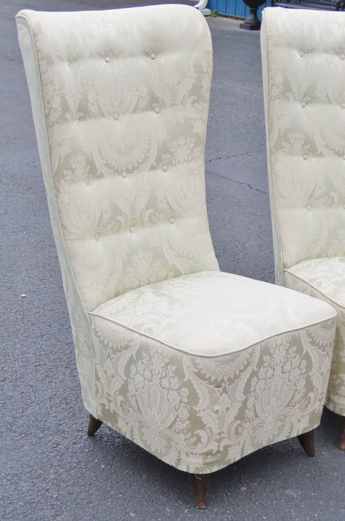 Pair of Buffa Tufted Upholstered Slipper Chairs In Good Condition In Swedesboro, NJ