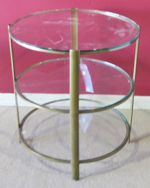 Round ThreeTier Brass and Glass Top Side Table For Sale at 1stDibs