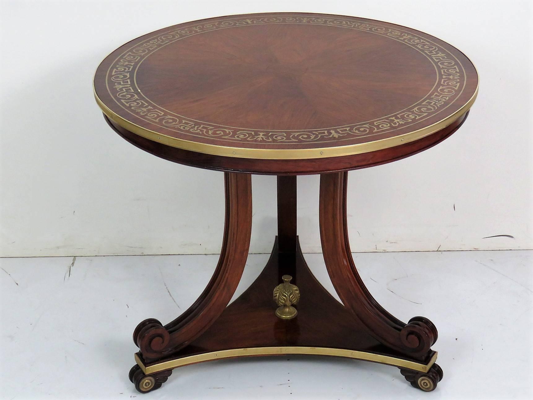 This is a fantastic Russian or perhaps the Baltic Region Boulle inlaid brass and mahogany center table. The table is in good condition and has a very distinctive look and design. 