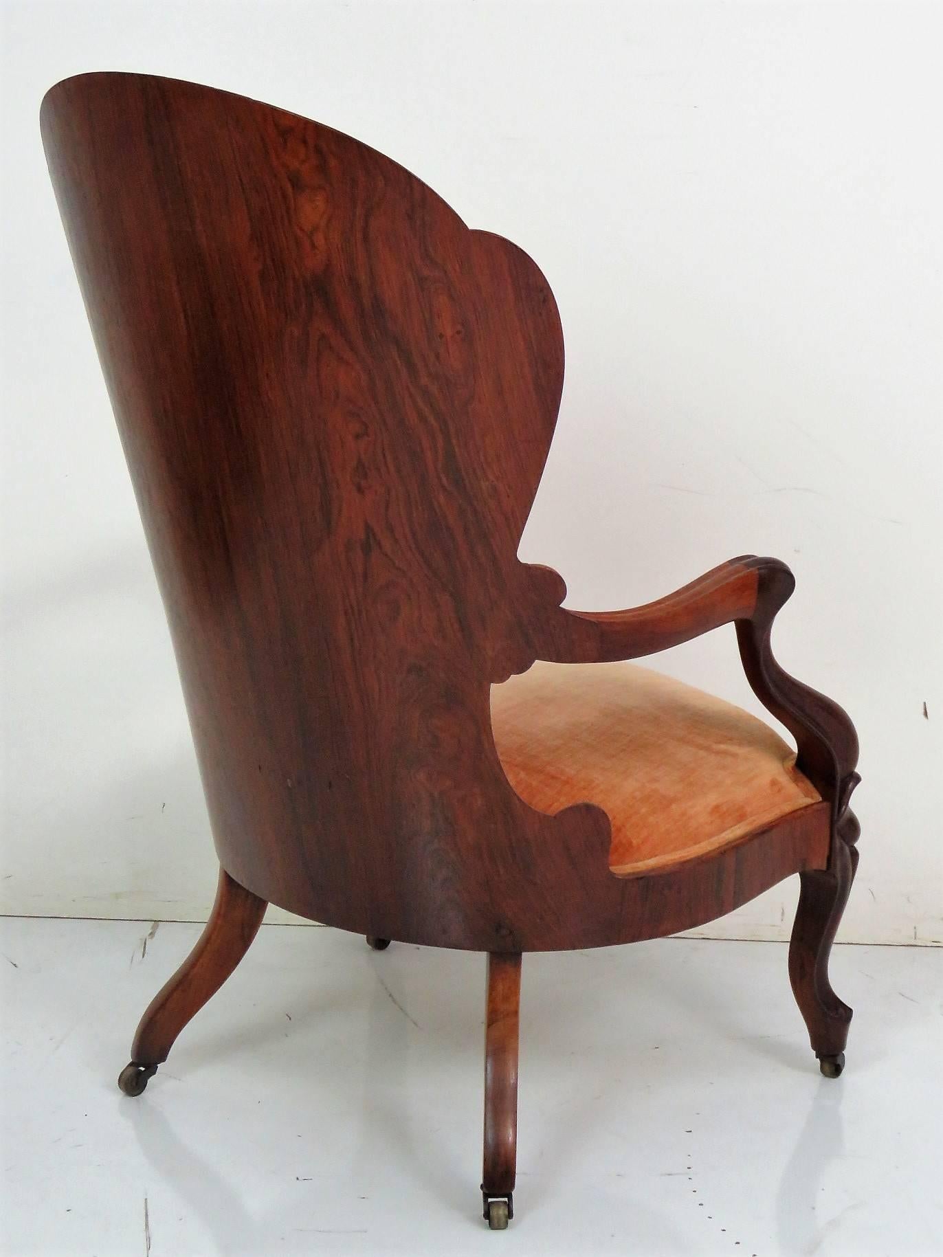 20th Century John Henry Belter Style Walnut Laminated Upholstered Man's Chair