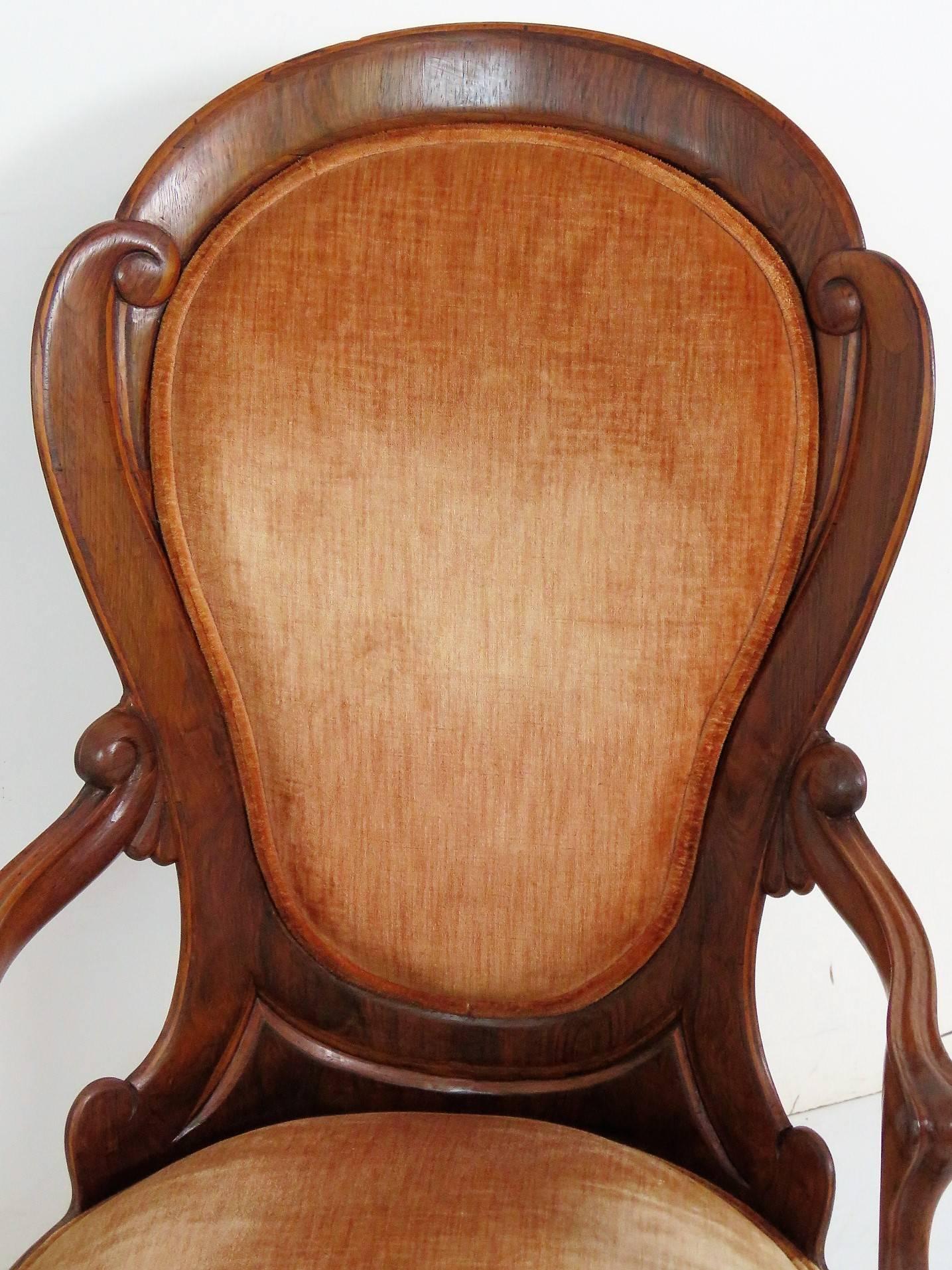 John Henry Belter Style Walnut Laminated Upholstered Man's Chair 2
